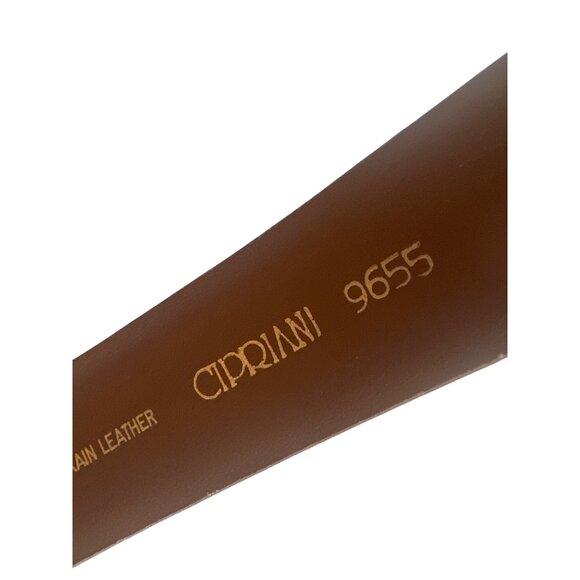 Cipriani Lizard Grain Leather Belt Large White & Gold U-Shaped Buckle - Picture 5 of 6